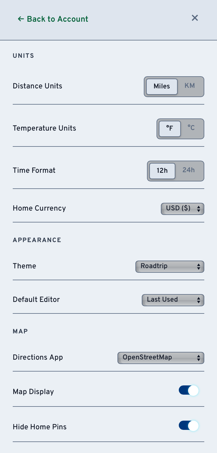 App Settings Panel