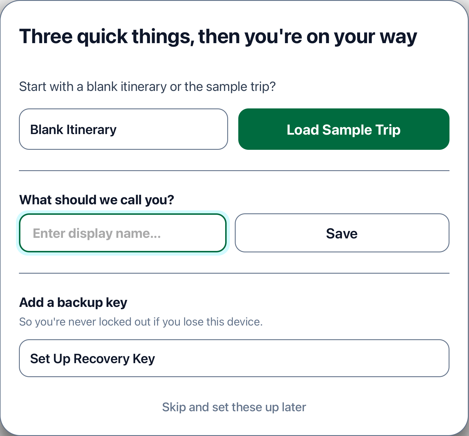 Create My Account confirmation screen before the passkey prompt